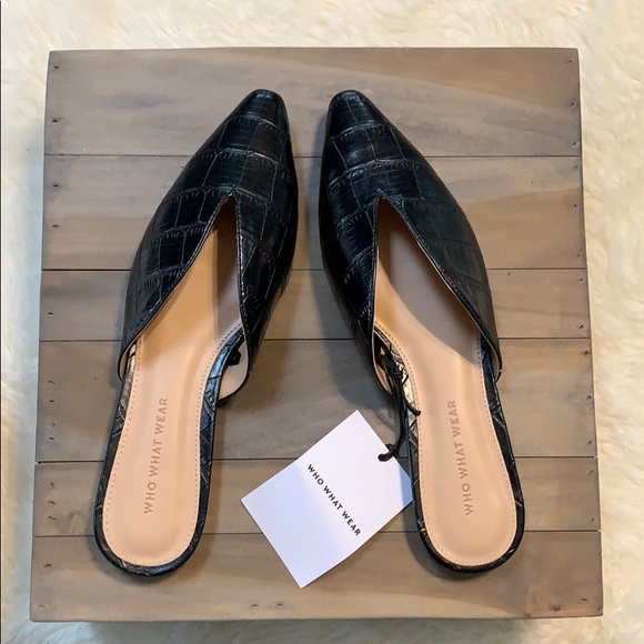 Who What Wear Shoes - Faux Croc V Cut Mules